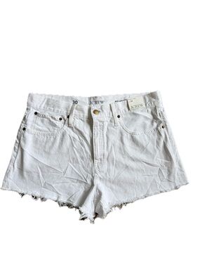 J. Crew White High-Rise Frayed Hem Denim Shorts